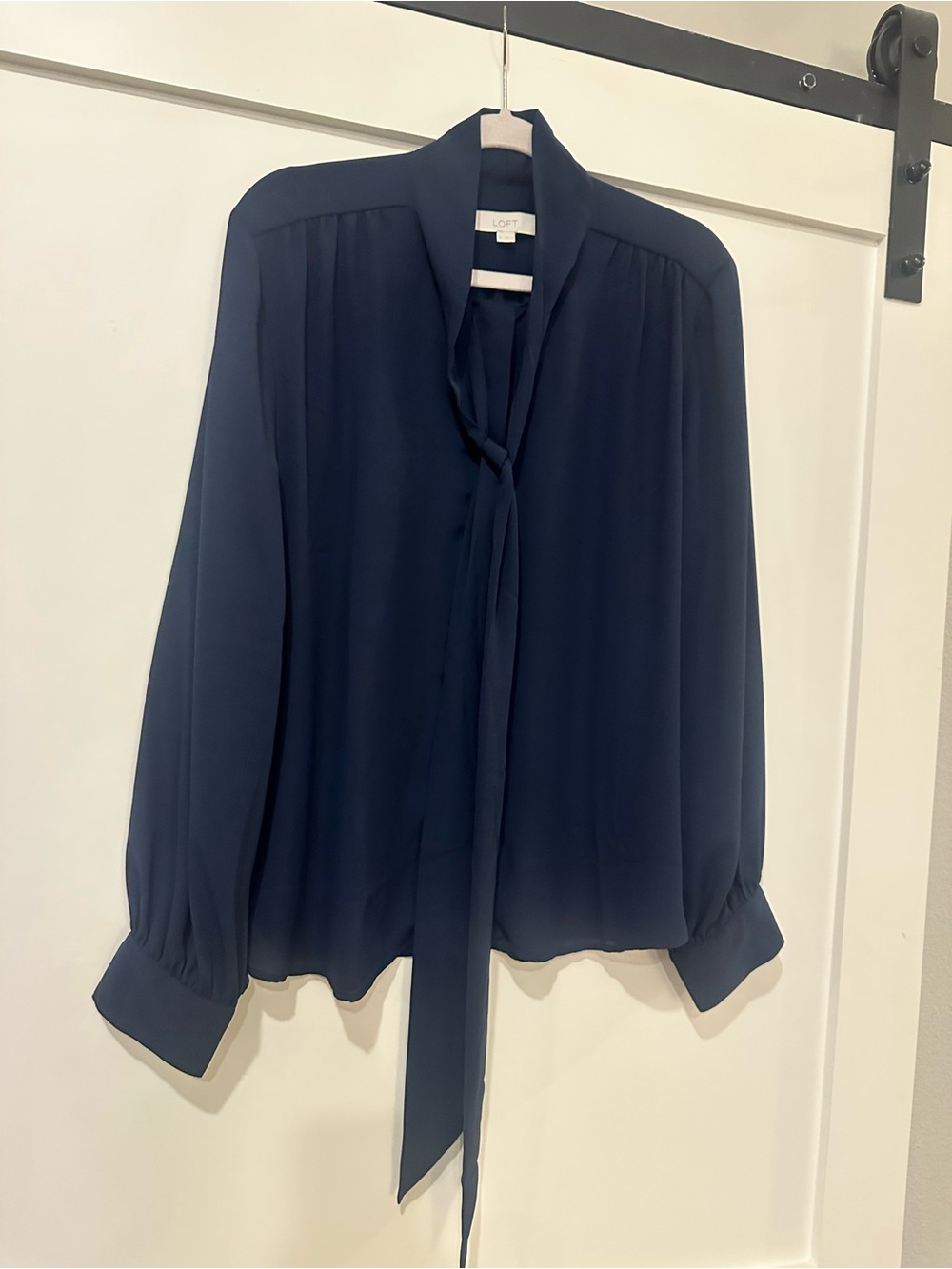 LOFT Navy Tie Neck Blouse Long Sleeve
Crepe Career Top